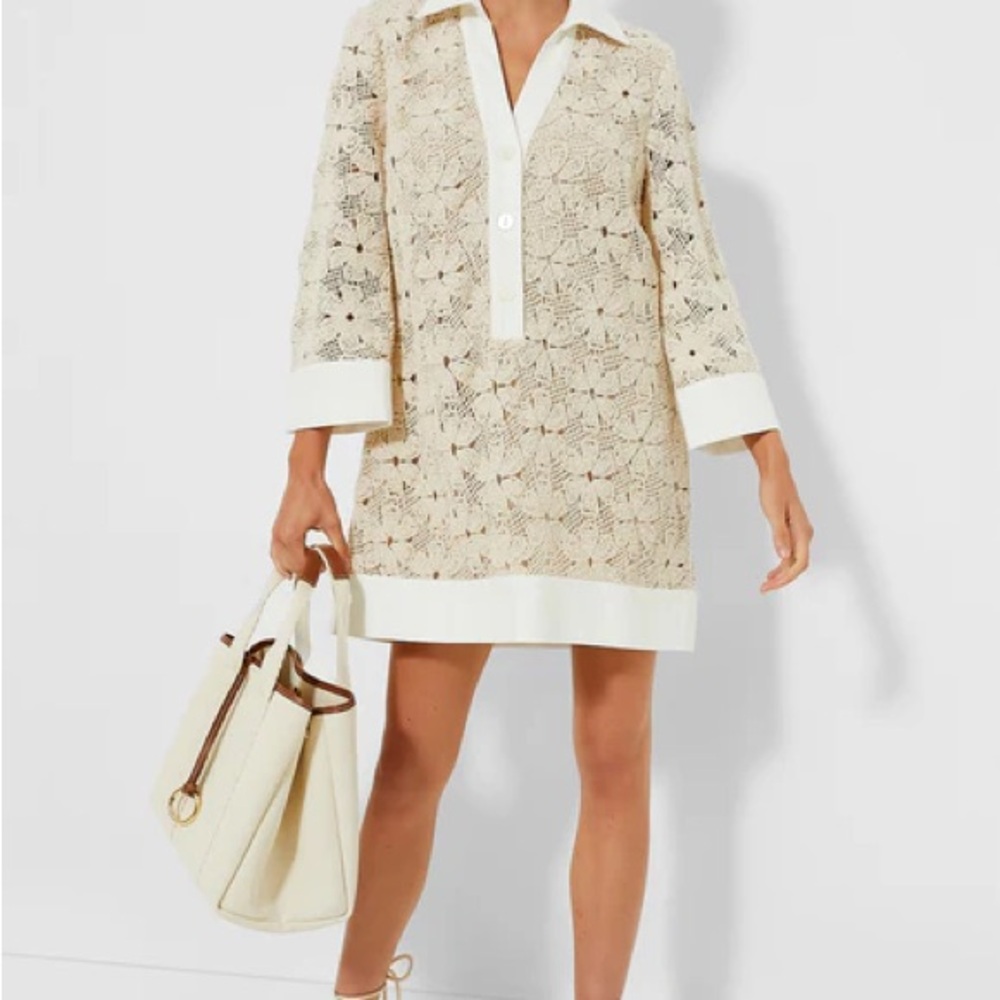 NWT Tuckernuck Tan Crochet Collier Dress - Size Large L